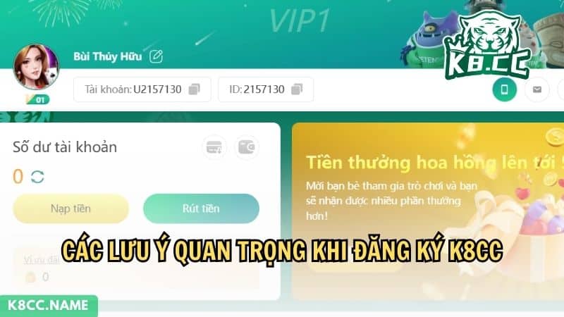 Người chơi cần quan sát một số lưu ý quan trọng khi đăng ký K8CC